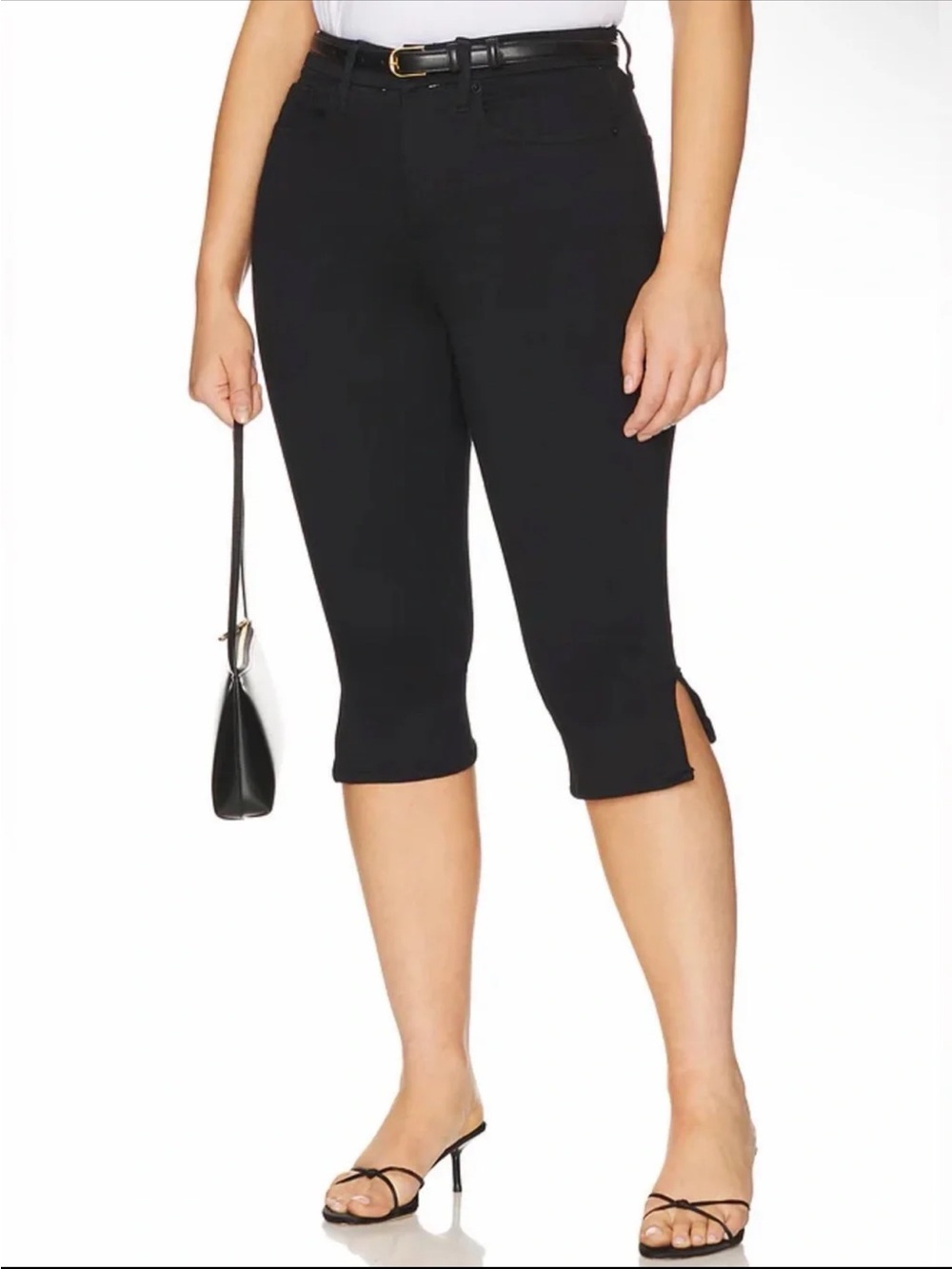 Good American Black High-Rise Capri Jeans